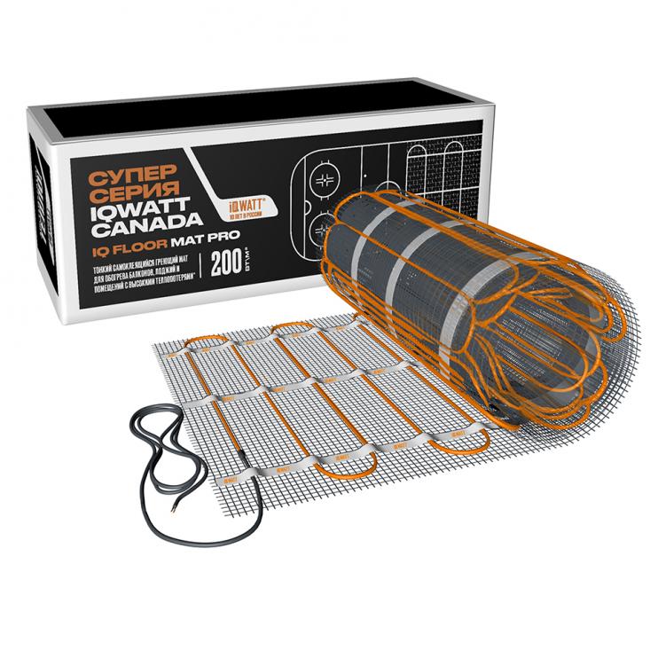 Тонкий самоклеящийся греющий мат IQ FLOOR MAT PRO 200 Вт/м.кв. - 12,0 м²