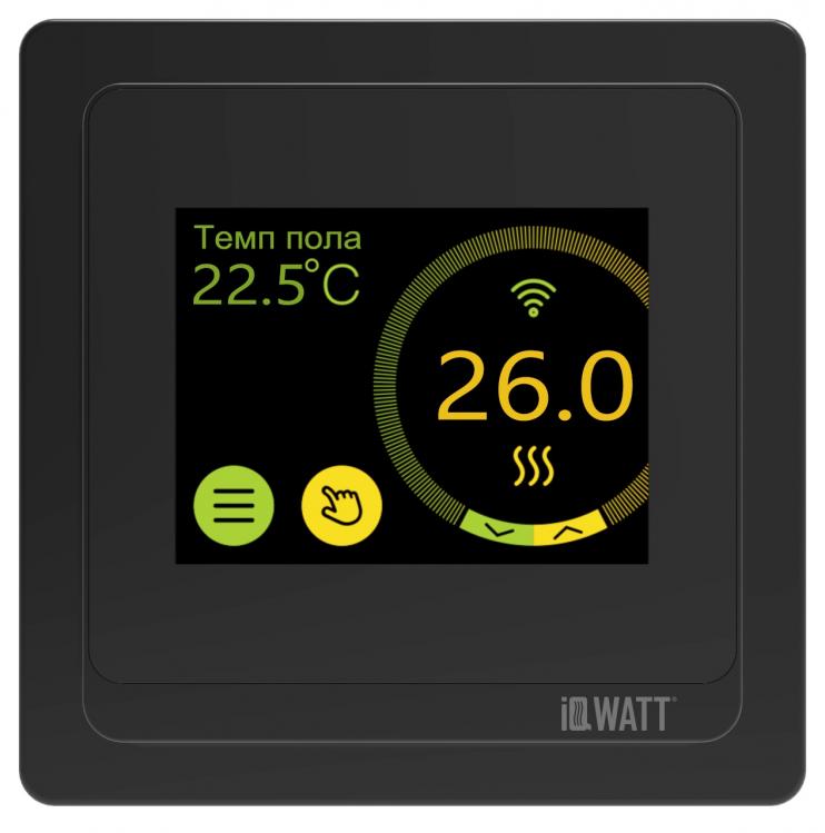 Программируемый терморегулятор с цветным сенсорным TFT дисплеем SMART HEAT Wi-Fi BLACK и голосовым управлением Алиса 